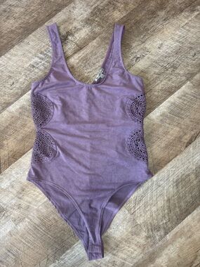 Charlotte Russe Lavender Crochet-Side Detail   Bodysuit